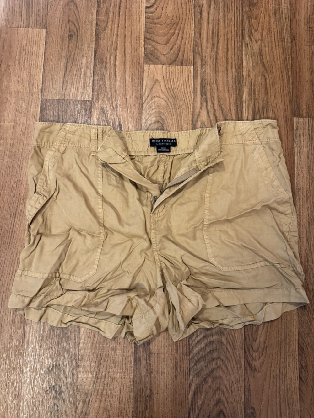 Social Standard Women's Tan Bermuda Shorts with Front Pockets